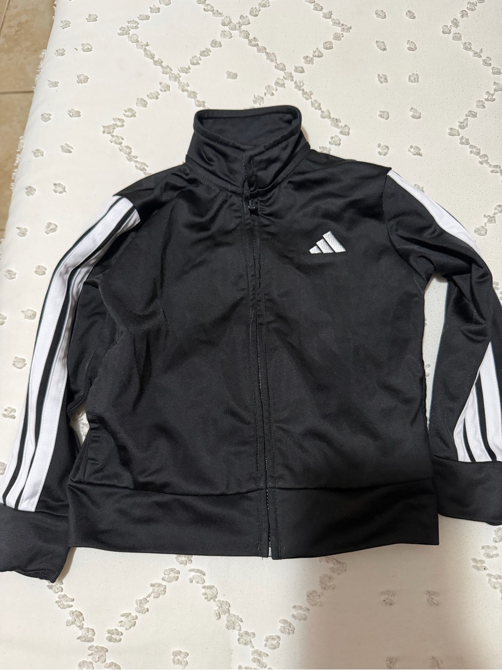 adidas Black Track Jacket with White Sleeve Stripes